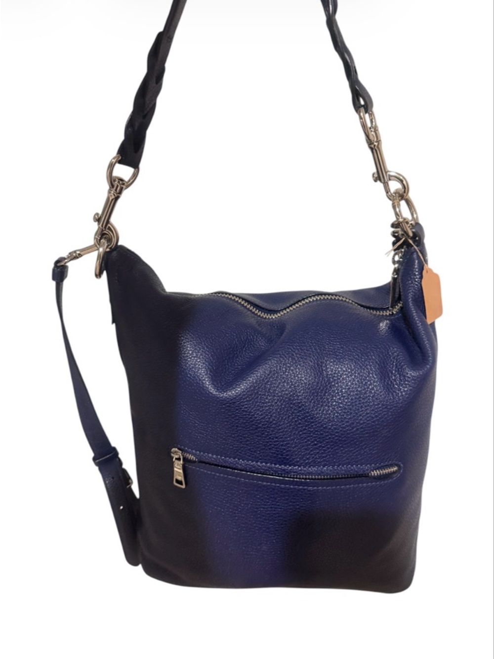 Coach Abby Duffle Pebbled Leather Hobo Bag in Deep Blue Preowned Hang Tag Added - Picture 5 of 12